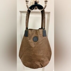 FENDI Vintage Rare Roma 1925 Brown Coated Canvas Palazzo Bucket Tote Handbag
